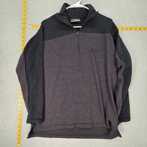 Icebreaker Sport 320 Pullover Mens Large Gray Black 1/4 Zip Merino Wool Hiking